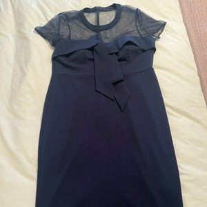 JS Collection Bow Detail Midi Cocktail Dress Womens Size 14 Navy Blue Midi